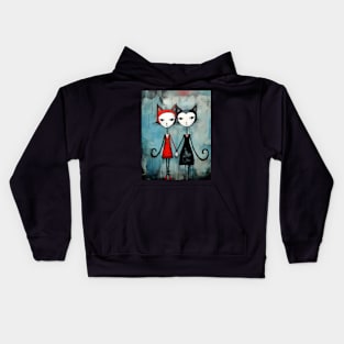 Whimsical Valentines Day Cats Kids Hoodie